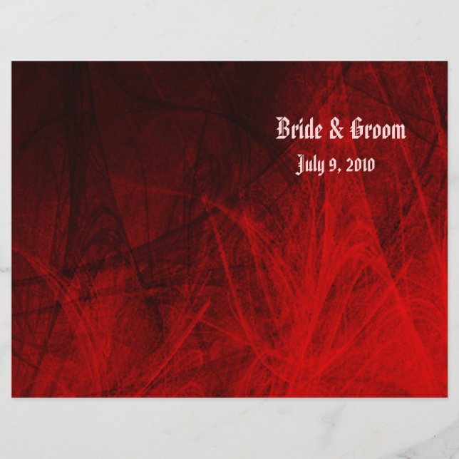 Gotische Rose-Folded-Hochzeitsprogramm (Vorderseite)