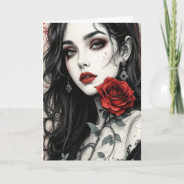 Gotische Rose Halloween Elegantes Vampire Kunst, D Karte