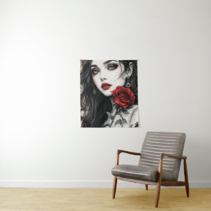 Gotische Rose Halloween Elegantes Vampire Kunst, D Wandteppich