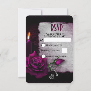 Gotische Rose, Kerze und Pergament-Hochzeit RSVP Karte