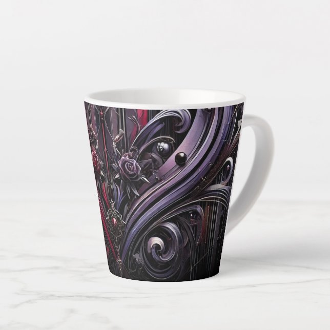 Gotische Rose Latte Tasse mit Kathedrale Design (Rechte Ecke)