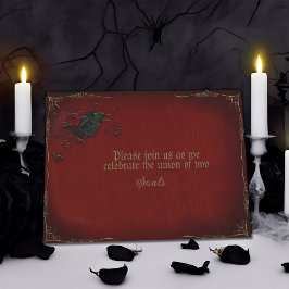 Gotische Rose Rot und Schwarz Hochzeit Einladung