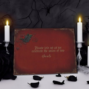 Gotische Rose Rot und Schwarz Hochzeit Einladung