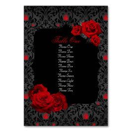 Gotische Rose Rot und Schwarz Tischnummer