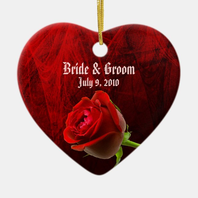 Gotische Rose Sake Hochzeitsfeier Keramikornament (Vorne)