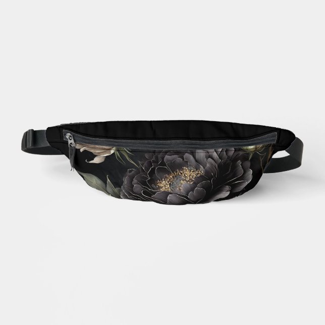 Gotische Rose Schwarze Blume Bauchtasche (Vorderseite)