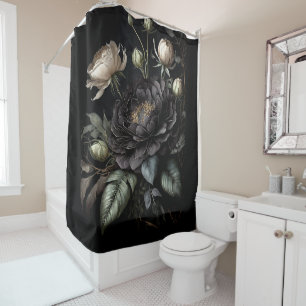 Gotische Rose Schwarze Blume Duschvorhang