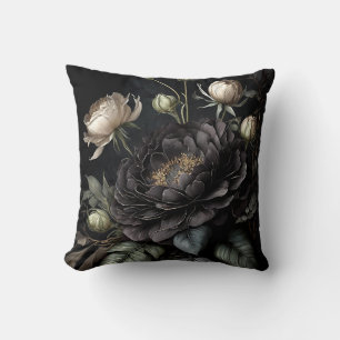 Gotische Rose Schwarze Blume Kissen