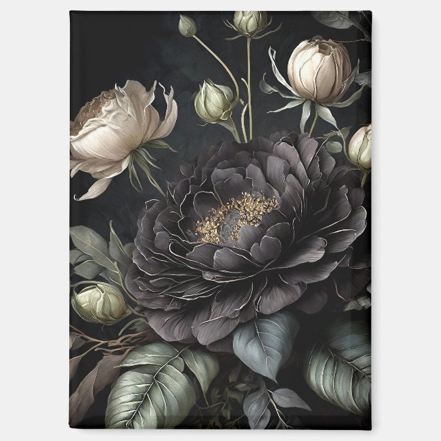 Gotische Rose Schwarze Blume Magnet (Vorderseite)