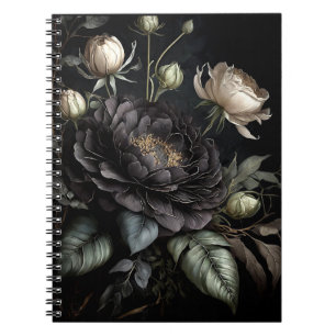 Gotische Rose Schwarze Blume Notizblock