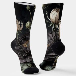 Gotische Rose Schwarze Blume Socken