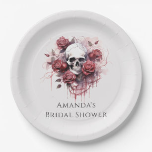Gotische Rose Skull Halloween Brautparty Pappteller