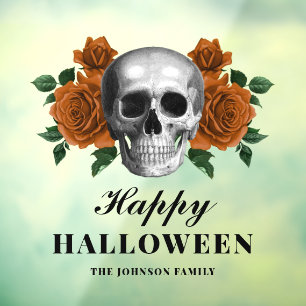 Gotische Rose & Skull Happy Halloween Fensteraufkleber