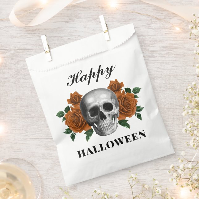 Gotische Rose & Skull Happy Halloween Geschenktütchen (Ausgeschnitten)