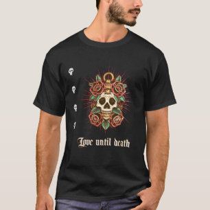 Gotische Rose Skull Tattoo-Grafik T-Shirt