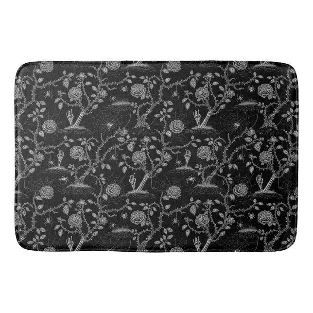 Gotische Rose und Knochenmuster Badematte (Vorderseite)