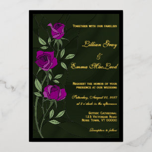 Gotische Rosen Folien-Hochzeitseinladung Folieneinladung