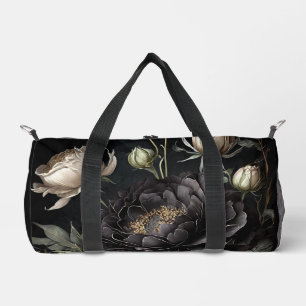 Gotische Rosenanordnung schwarze Blume Duffle Bag