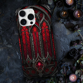 Gotische rote Bleiglasfenster iPhone 16 Pro Max Hülle