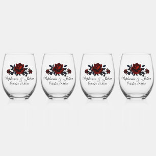 Gotische Rote Rose Hochzeit Weinglas Ohne Stiel