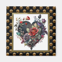 Gotische Rote Rose und Herzmagazin