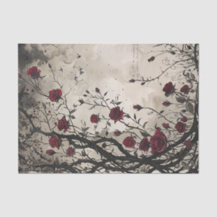 Gotische Rote Rosen & Thorns Seidenpapier