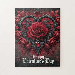 Gotische rote Rosen Valentinstag Puzzle