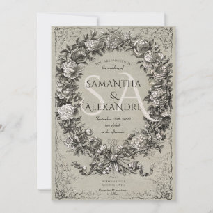 Gotische Royal Mittelalterliche Rose Wreath Weddin Einladung