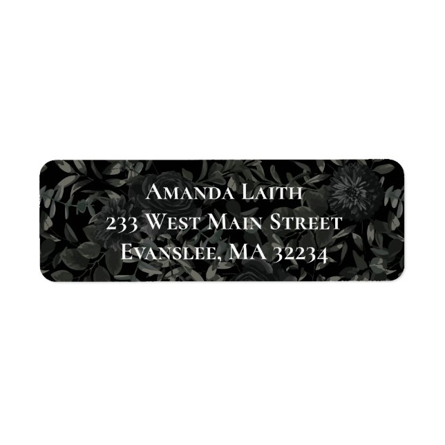 Gotische Rücksendeadressen-Aufkleber der Rose Weiß (Vorne)