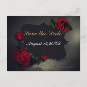 Gotische Save the Date Herz-Rose dunkles Romance Ankündigungspostkarte