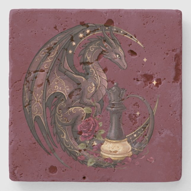 Gotische Schachmattstellung Drache  Steinuntersetzer (Vorderseite)