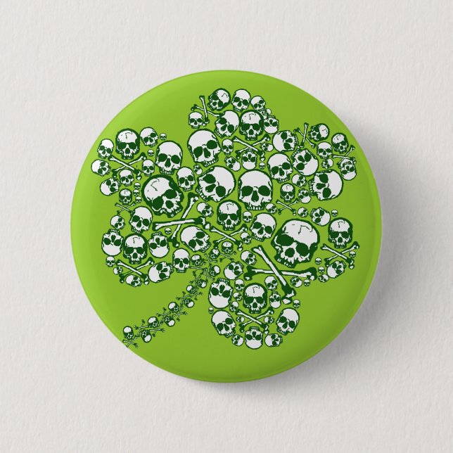 Gotische Schädel-irische Kleeblatt-Knöpfe Button (Vorderseite)