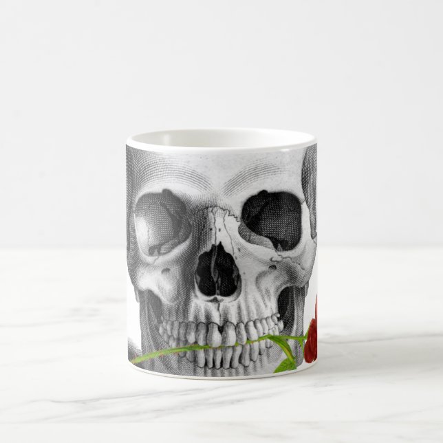 Gotische Schädel-Rosen-Horror-Fantasie Tasse (Mittel)
