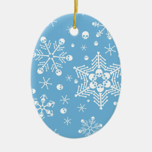 Gotische Schädel-Schneeflocken Keramik Ornament