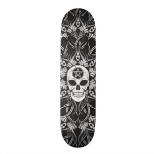 Gotische Schädel - Schwarzes Skateboard
