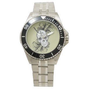 Gotische Schädel-Uhr Armbanduhr
