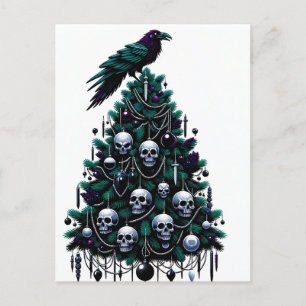 Gotische Schädel und ravener Weihnachtsbaum Postkarte