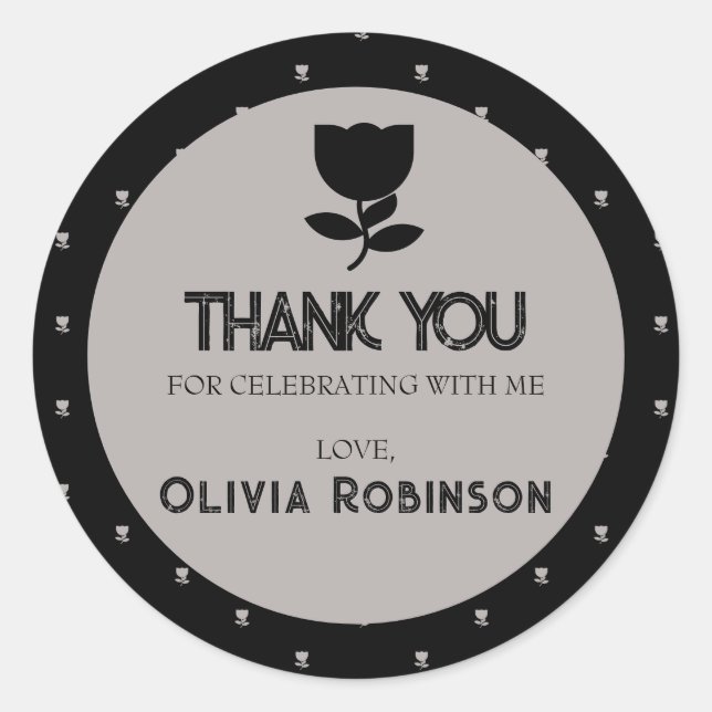 Gotische Schwarz-Weiß Geburtstag Runder Aufkleber (Vorderseite)