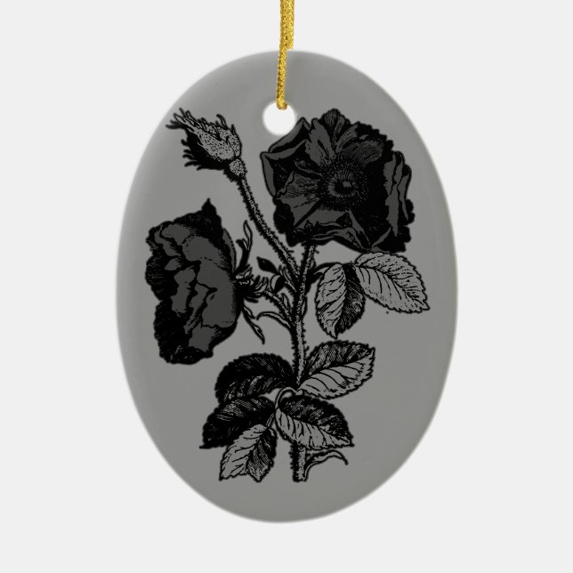 gotische Schwarze Antike Rose Keramik Ornament (Vorne)