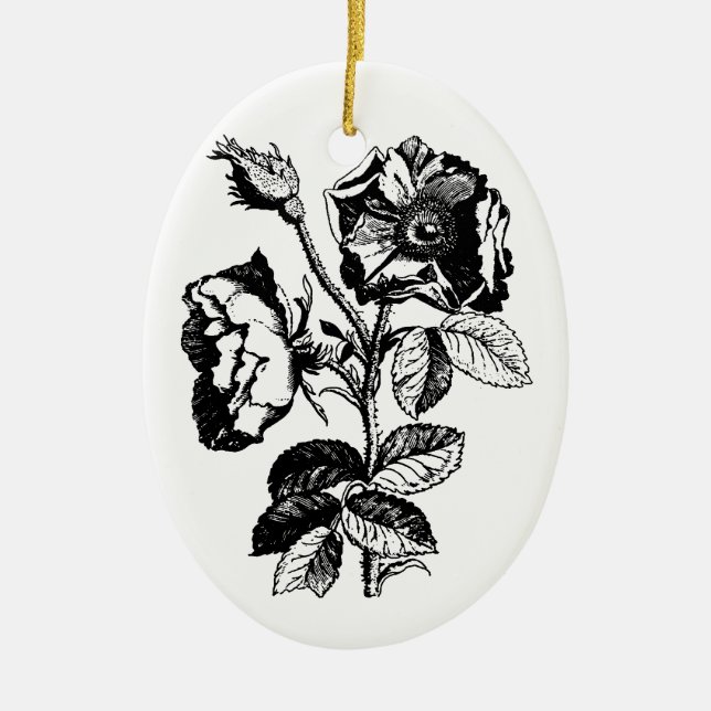 gotische Schwarze Antike Rose Keramikornament (Vorne)