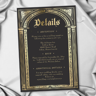 Gotische schwarze Gold mittelalterliche Hochzeit b Begleitkarte