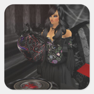 Gotische schwarze Herz-Aufkleber Quadratischer Aufkleber