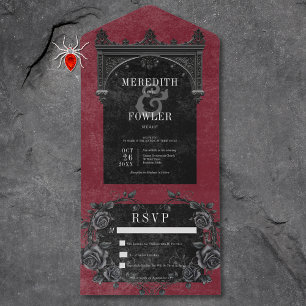 Gotische Schwarze Rose Wine No Dinner All In One Einladung