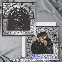 Gotische Schwarze Silber Mittelalterliche Hochzeit Save The Date