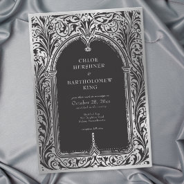 Gotische schwarze silberne mittelalterliche Hochze Einladung