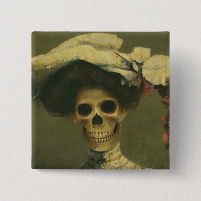 Gotische Skeleton Dame Button (Vorderseite)