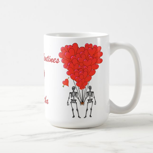 Gotische Skelette und Liebe Herzstück Valentine Tasse (Rechts)