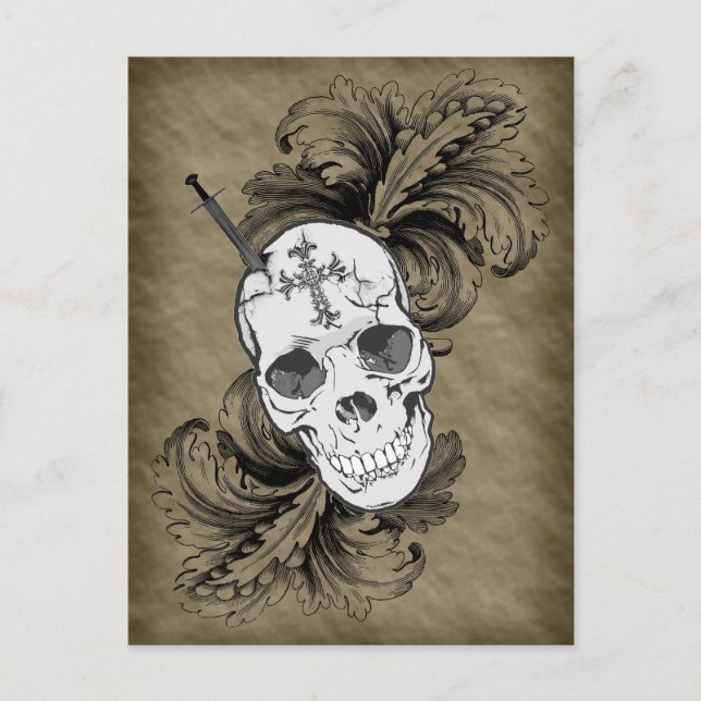 Gotische Skulls und Barockpostkarte Postkarte (Vorderseite)