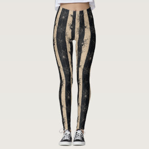 Gotische Spinne und gestreiftes Halloween-Muster Leggings