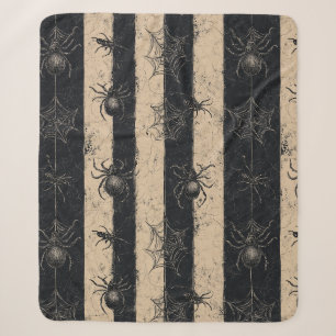 Gotische Spinne und gestreiftes Halloween-Muster Sherpadecke